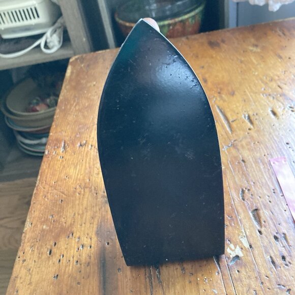 Cast Iron Antique HEAVY Wooden Handle Farmhouse Country Decor As Door Stopper - Picture 3 of 12